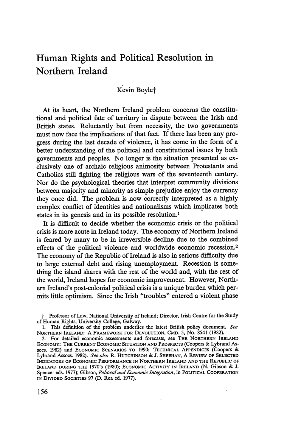 Human Rights and Political Resolution in Northern Ireland