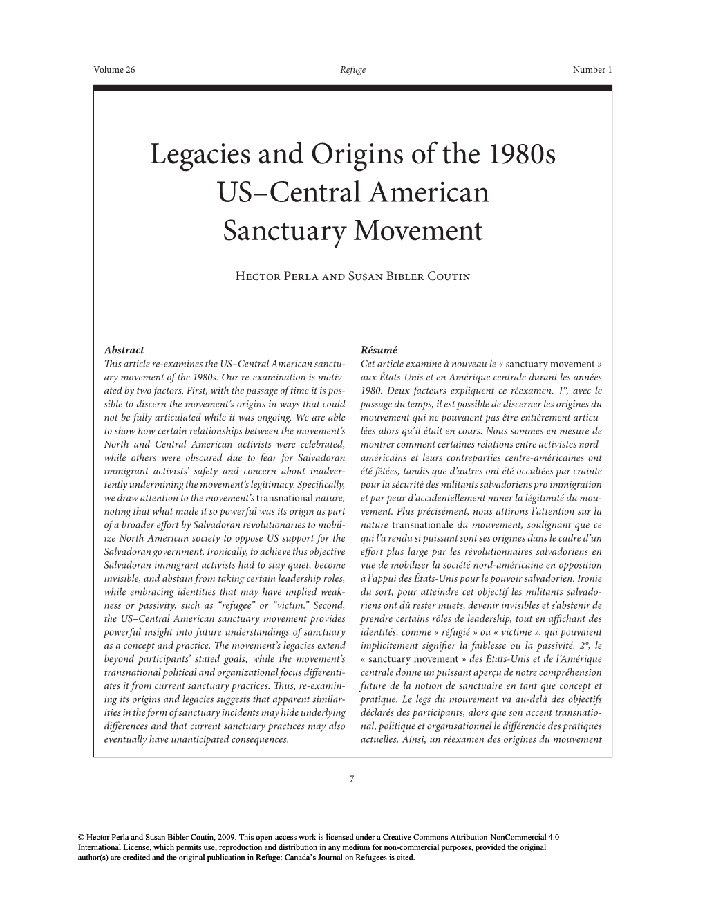 Legacies and Origins of the 1980S US–Central American Sanctuary Movement