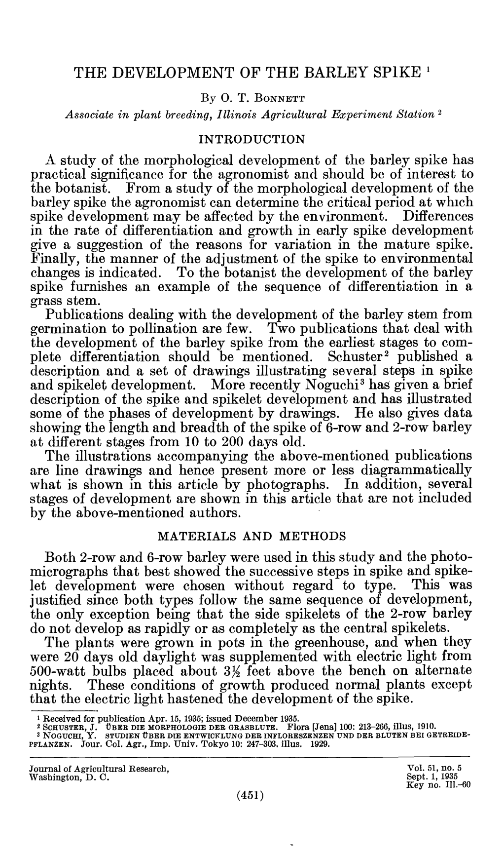 The Development of the Barley Spike '