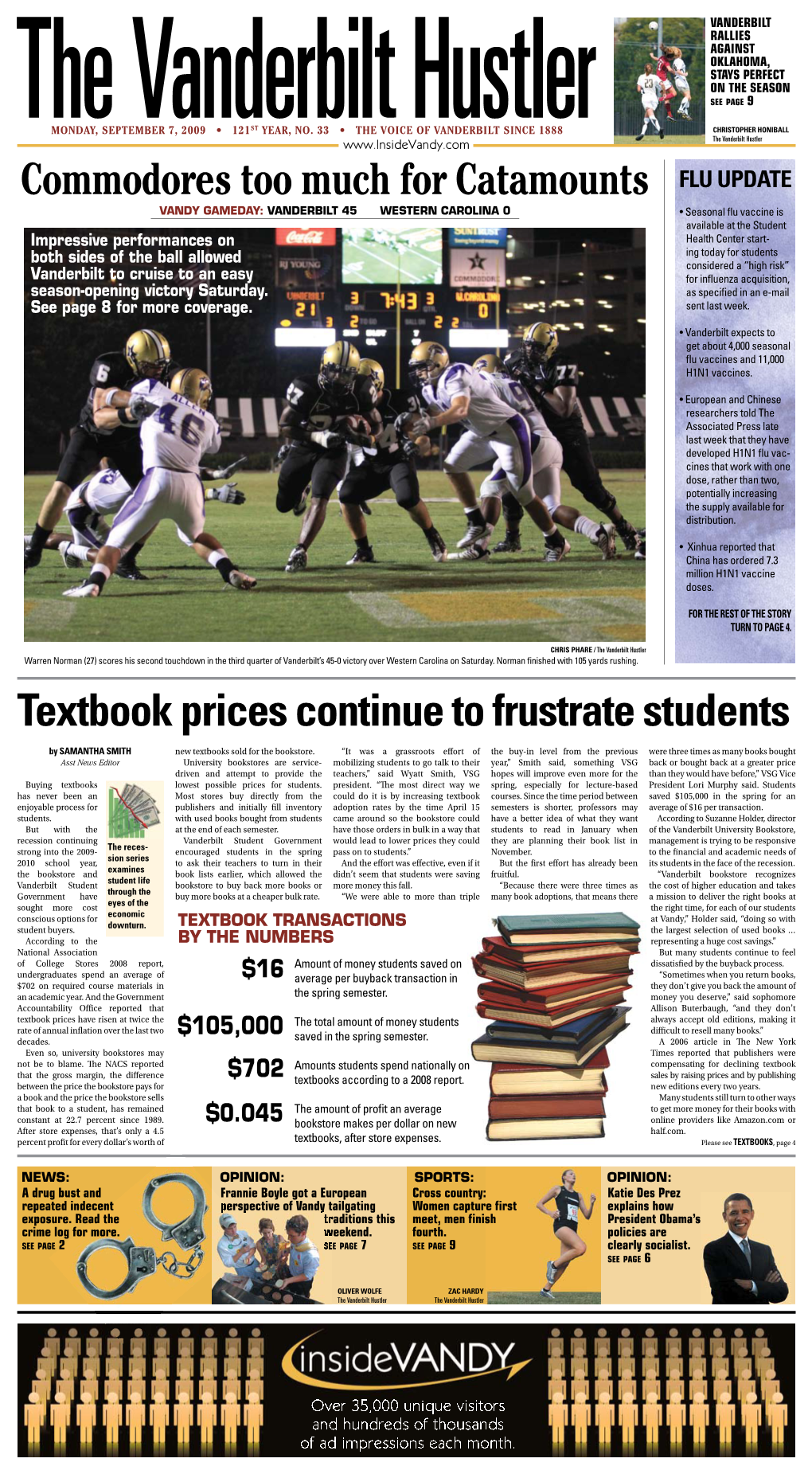 Commodores Too Much for Catamounts Textbook Prices