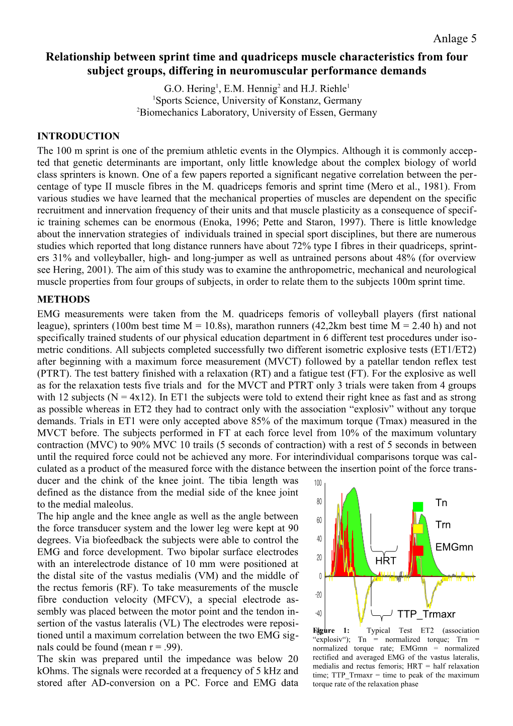 Relationship Between Sprint Time, Force-, Emg- and Anthropometric Parameters Measured At