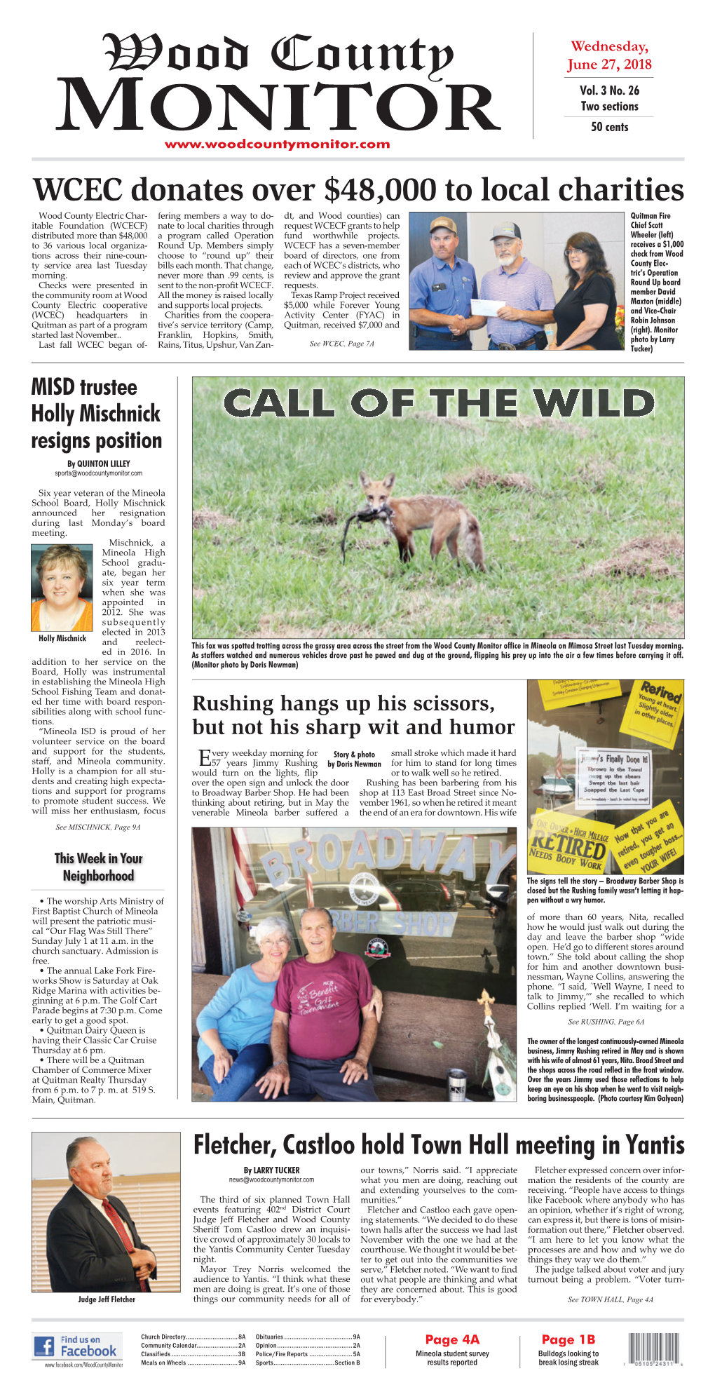 2A Wood County Monitor • Wednesday, June 27, 2018 Quinton’S Quandries by Quinton Lilley