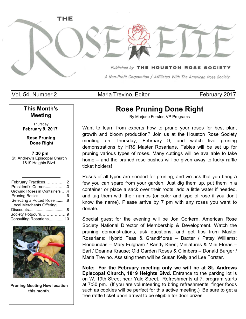 Rose Pruning Done Right Meeting by Marjorie Forster, VP Programs