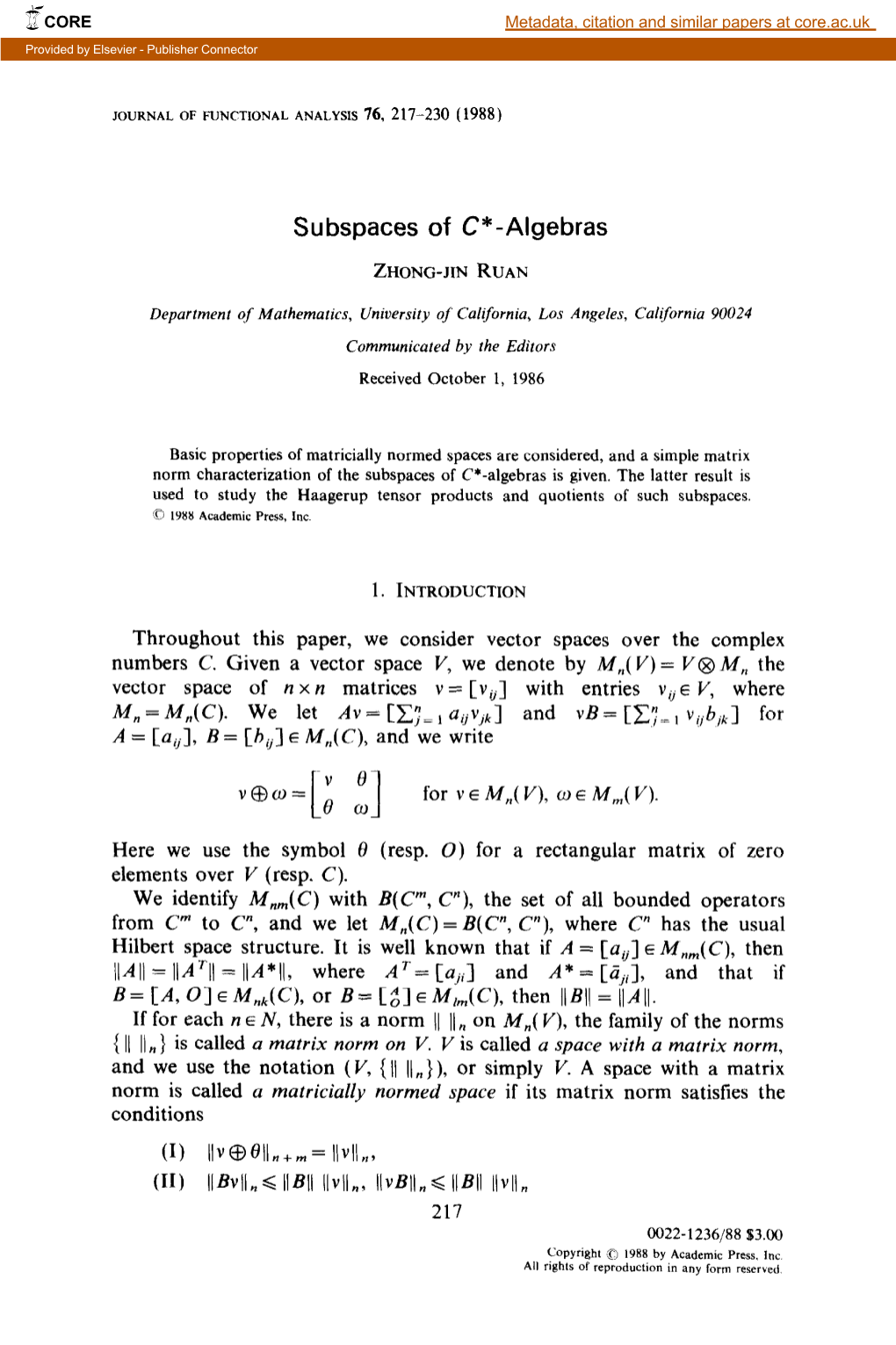 Subspaces of C*-Algebras