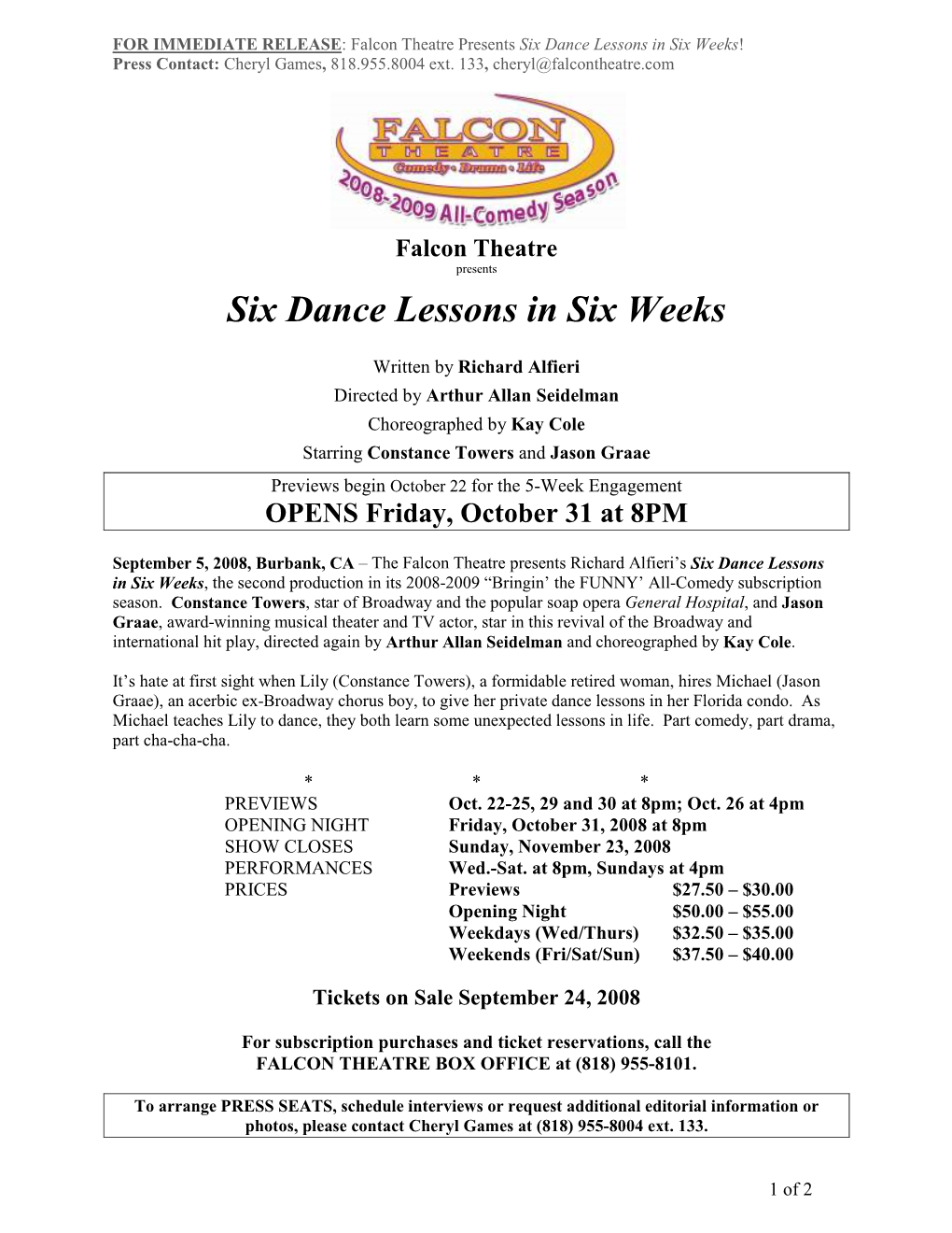 Six Dance Lessons in Six Weeks