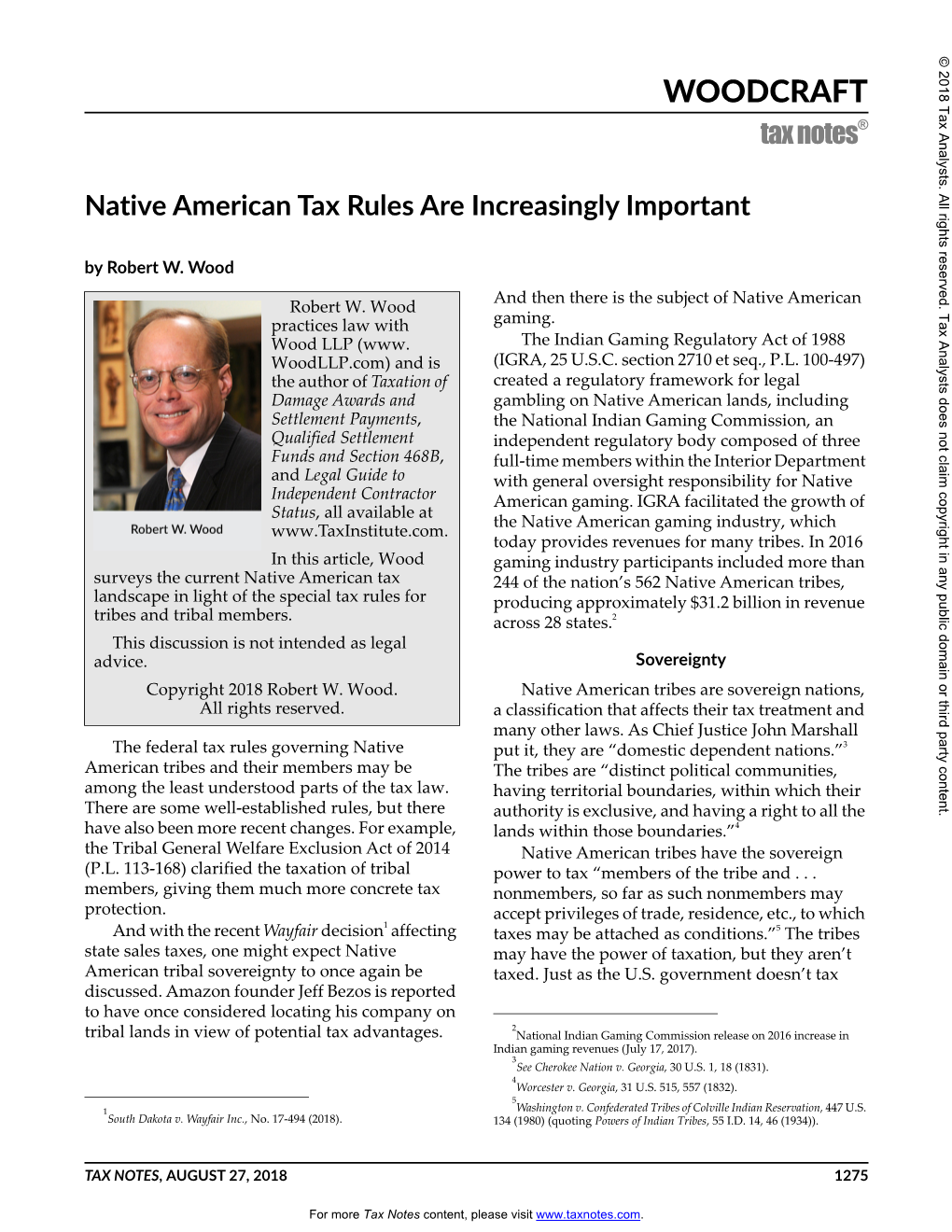 Native American Tax Rules Are Increasingly Important by Robert W