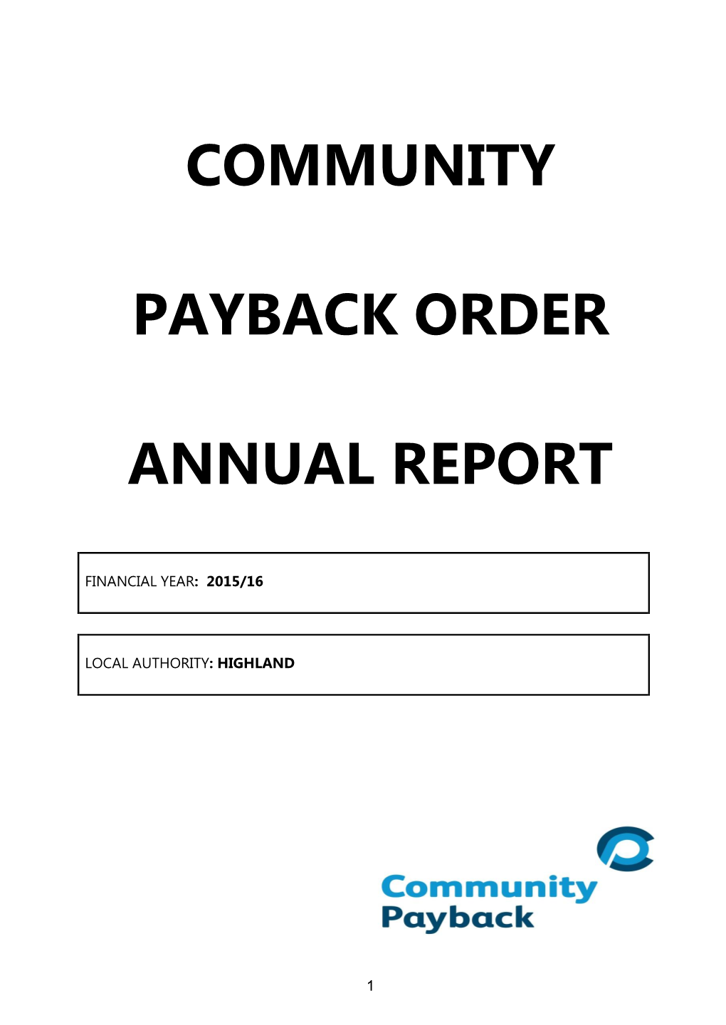 Community Payback Order Annual Report