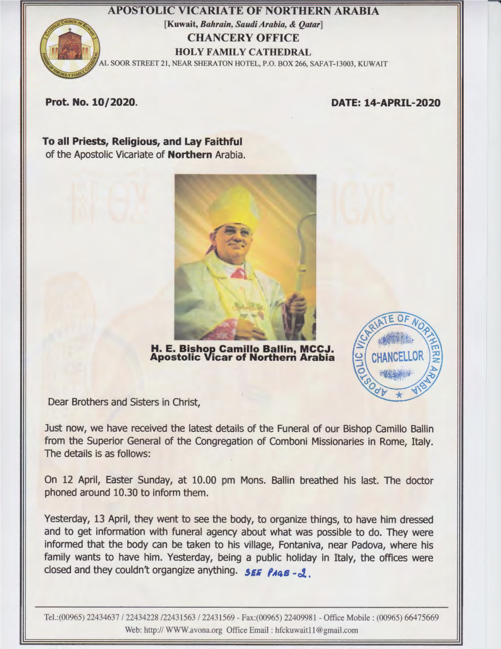 Apostolic Vicariate of Northern Arabia Chancery