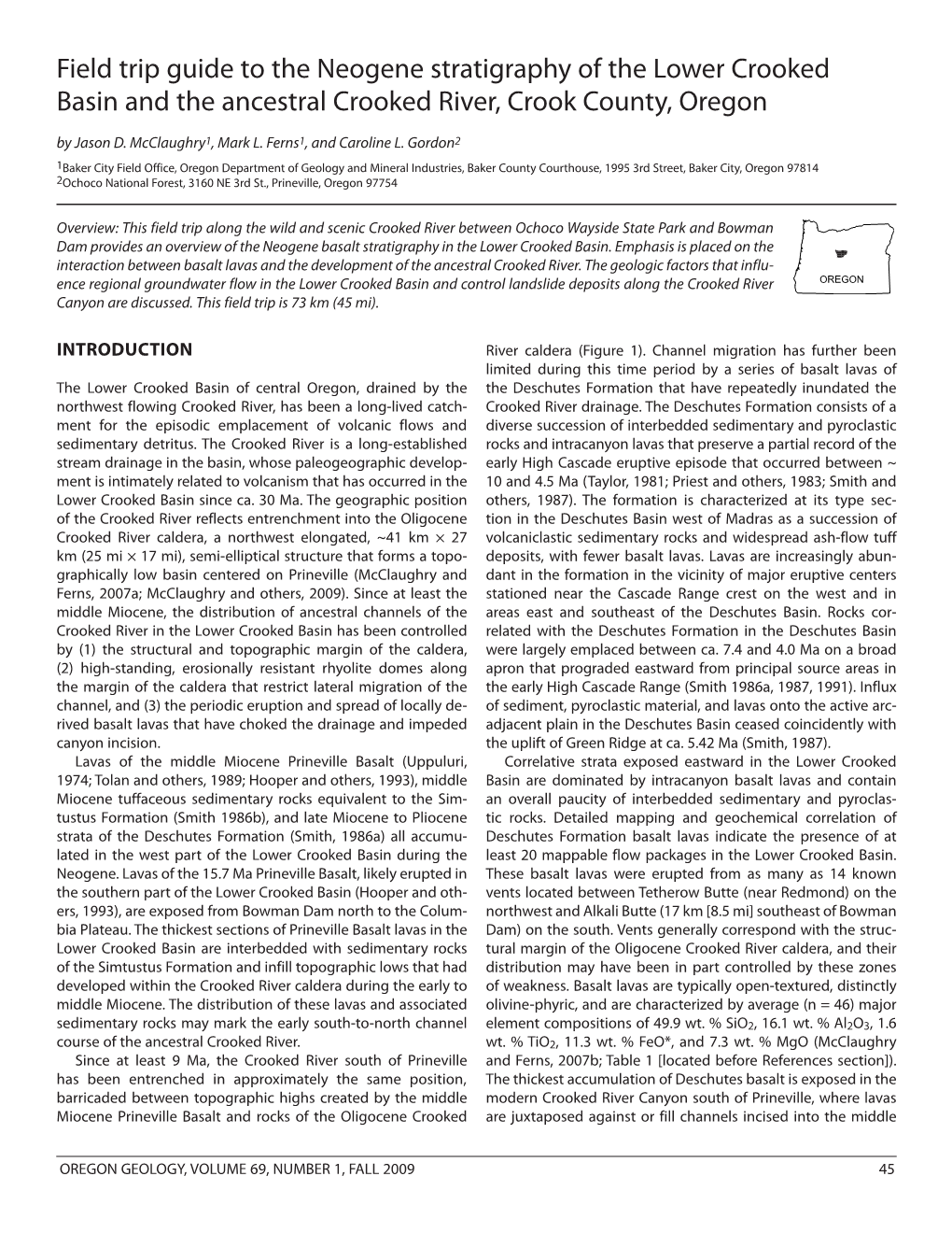 Field Trip Guide to the Neogene Stratigraphy of the Lower Crooked Basin and the Ancestral Crooked River, Crook County, Oregon by Jason D