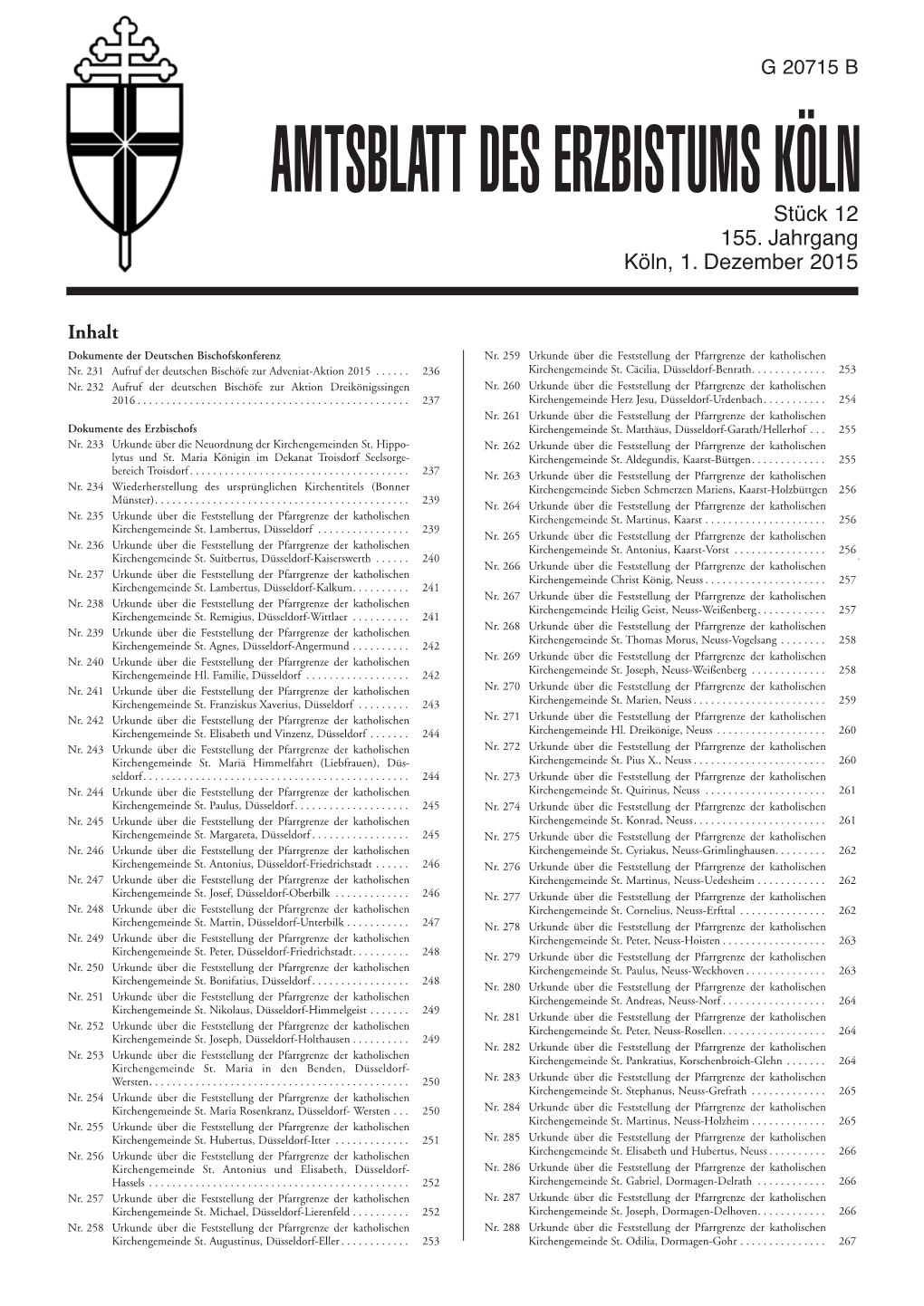 Amtsblatt Dezember 2015 Nr. 231-332, S. 235-318