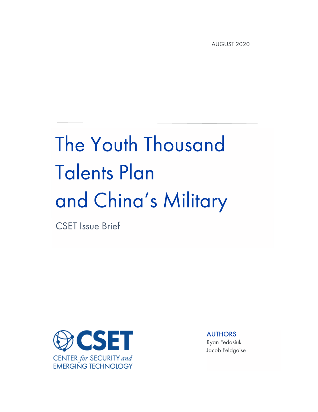 The Youth Thousand Talents Plan and China's Military