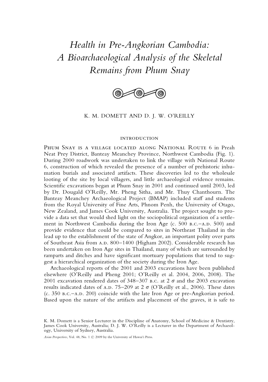 A Bioarchaeological Analysis of the Skeletal Remains from Phum Snay