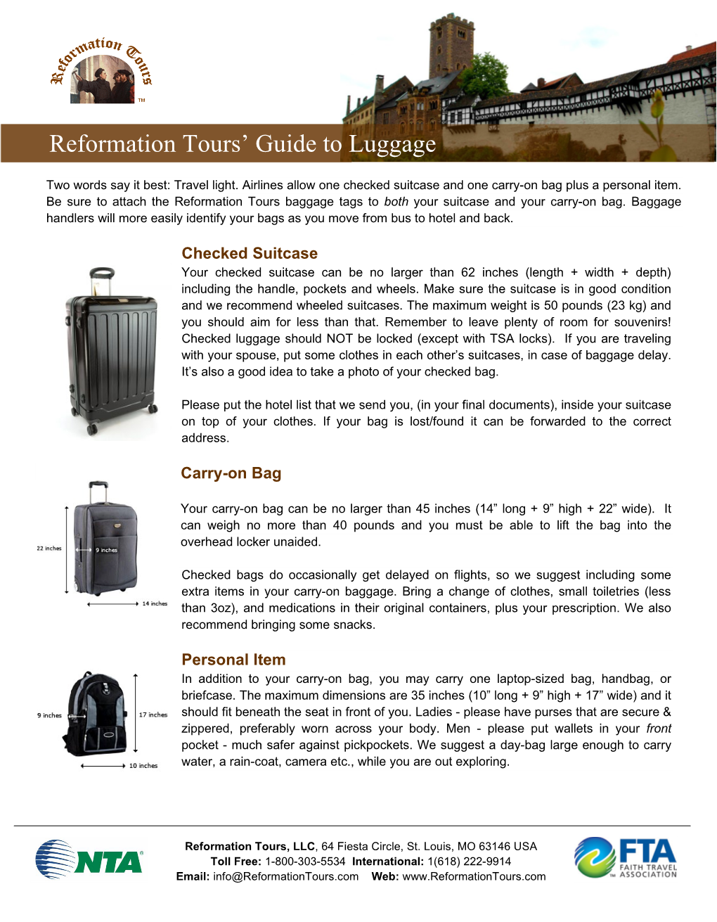 Reformation Tours' Guide to Luggage