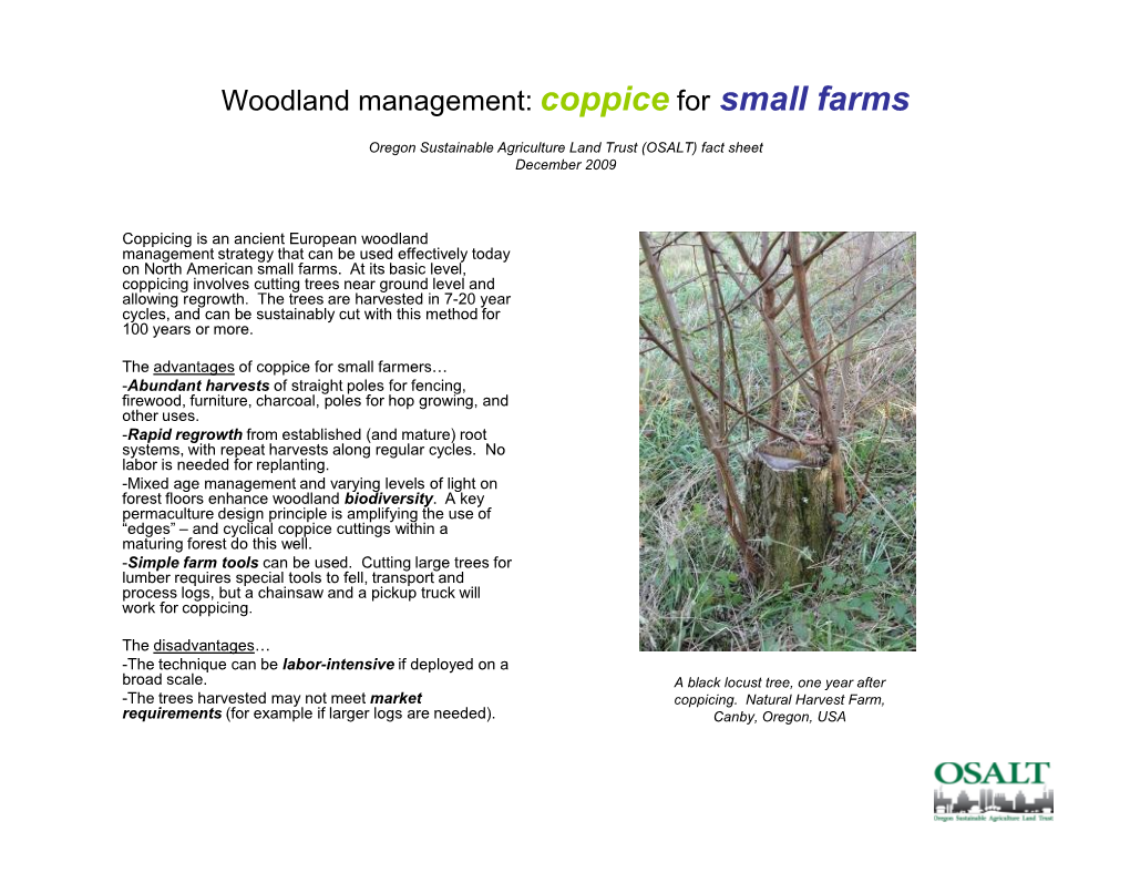 Woodland Management: Coppice for Small Farms