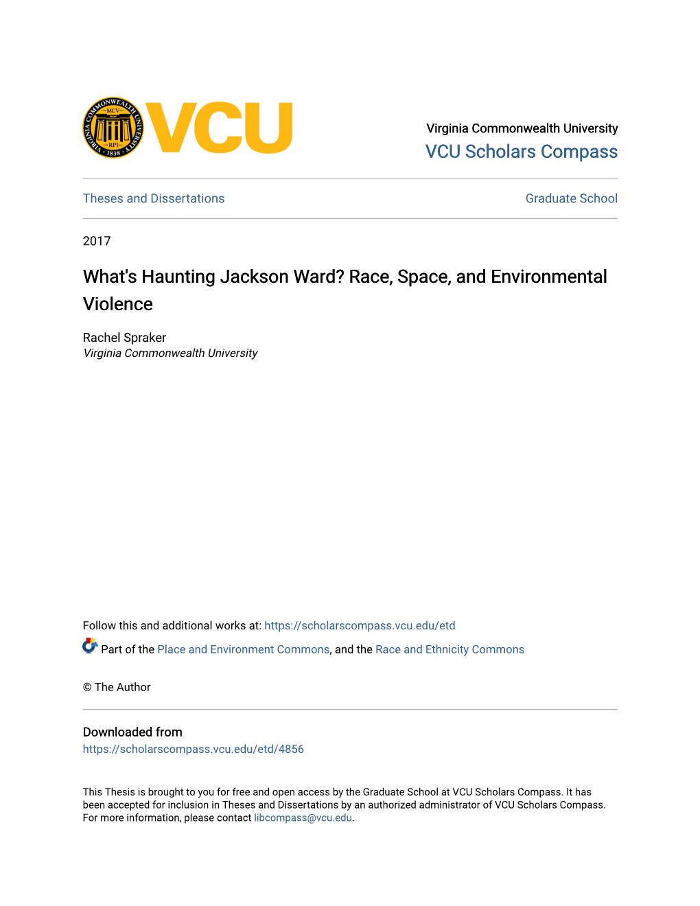 What's Haunting Jackson Ward? Race, Space, and Environmental Violence