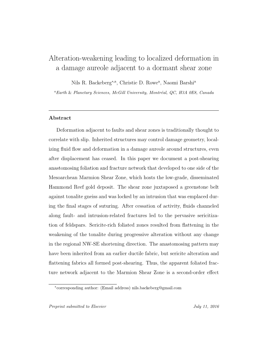 Alteration-Weakening Leading to Localized Deformation in a Damage Aureole Adjacent to a Dormant Shear Zone