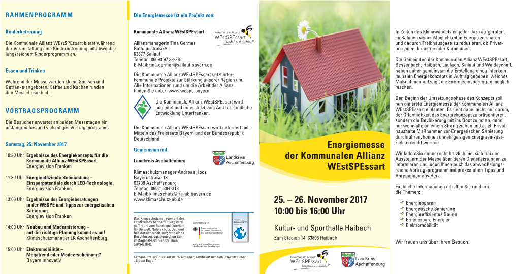 Flyer Zur Energiemesse Am 25. Und 26.11.2017 in Haibach