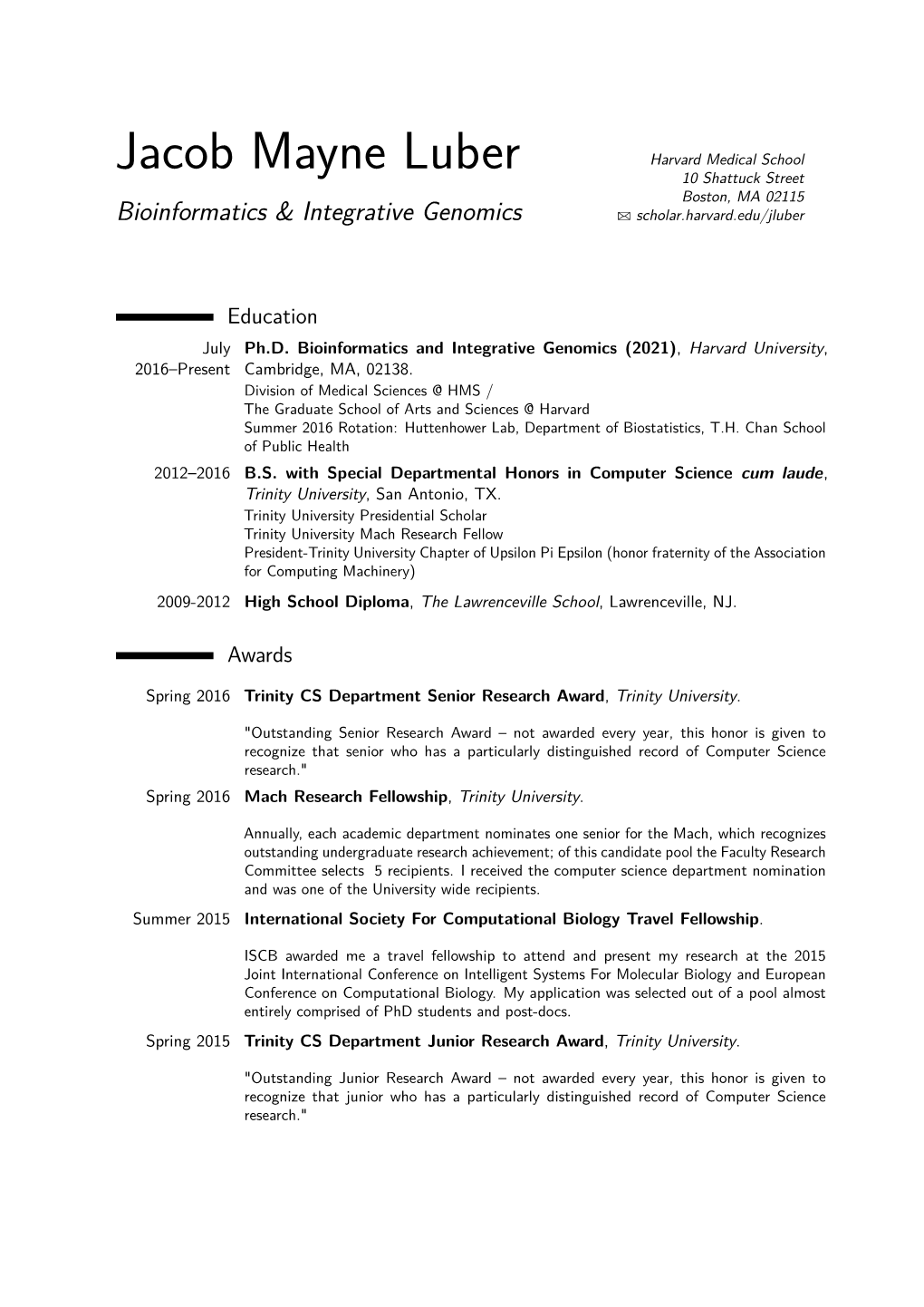 Jacob Mayne Luber – Bioinformatics & Integrative Genomics