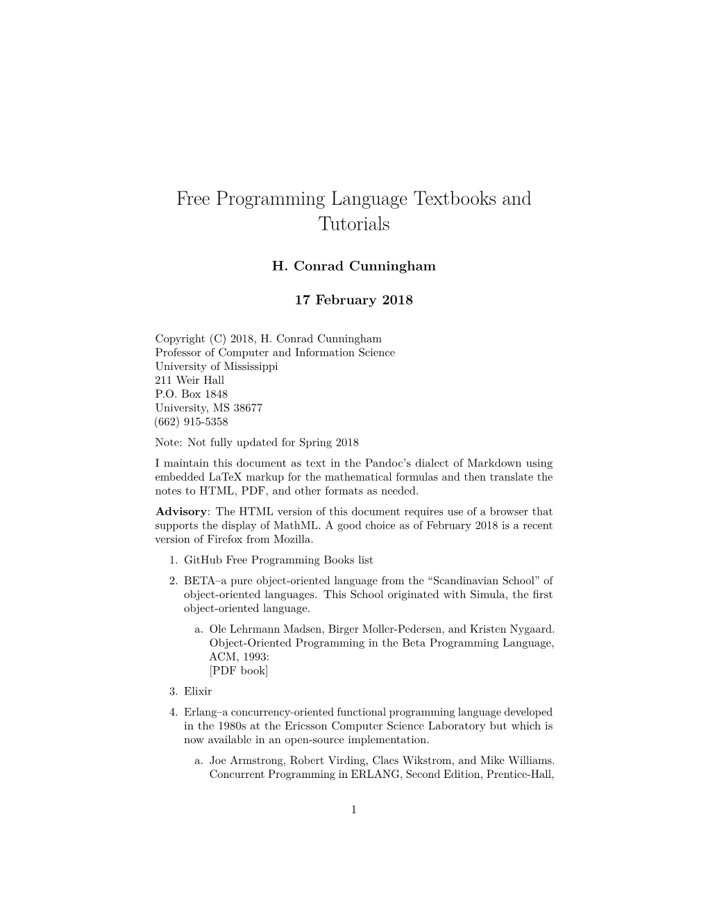 Free Programming Language Textbooks and Tutorials