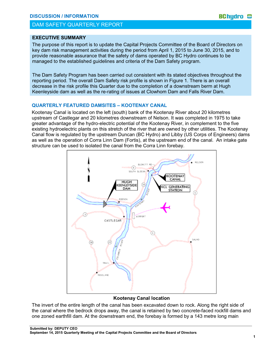 Dam Safety Quarterly Report