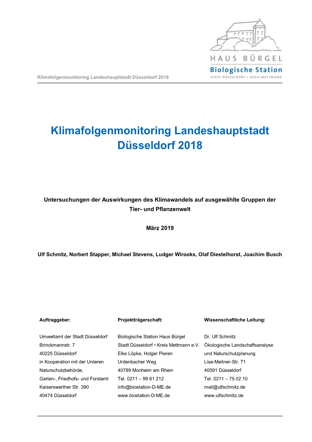 Klimafolgenmonitoring Landeshauptstadt Düsseldorf 2018