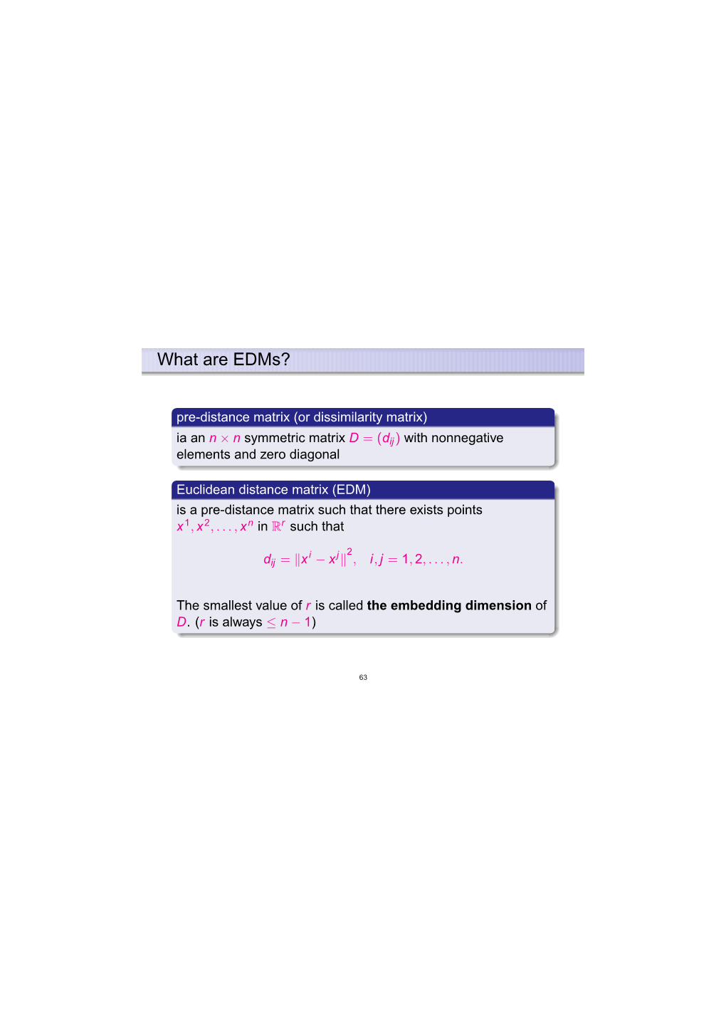 Euclidean Distance Matrix Completion Problem (EDMCP) Consists in ﬁnding the Unspeciﬁed Elements of a That Make a a EDM