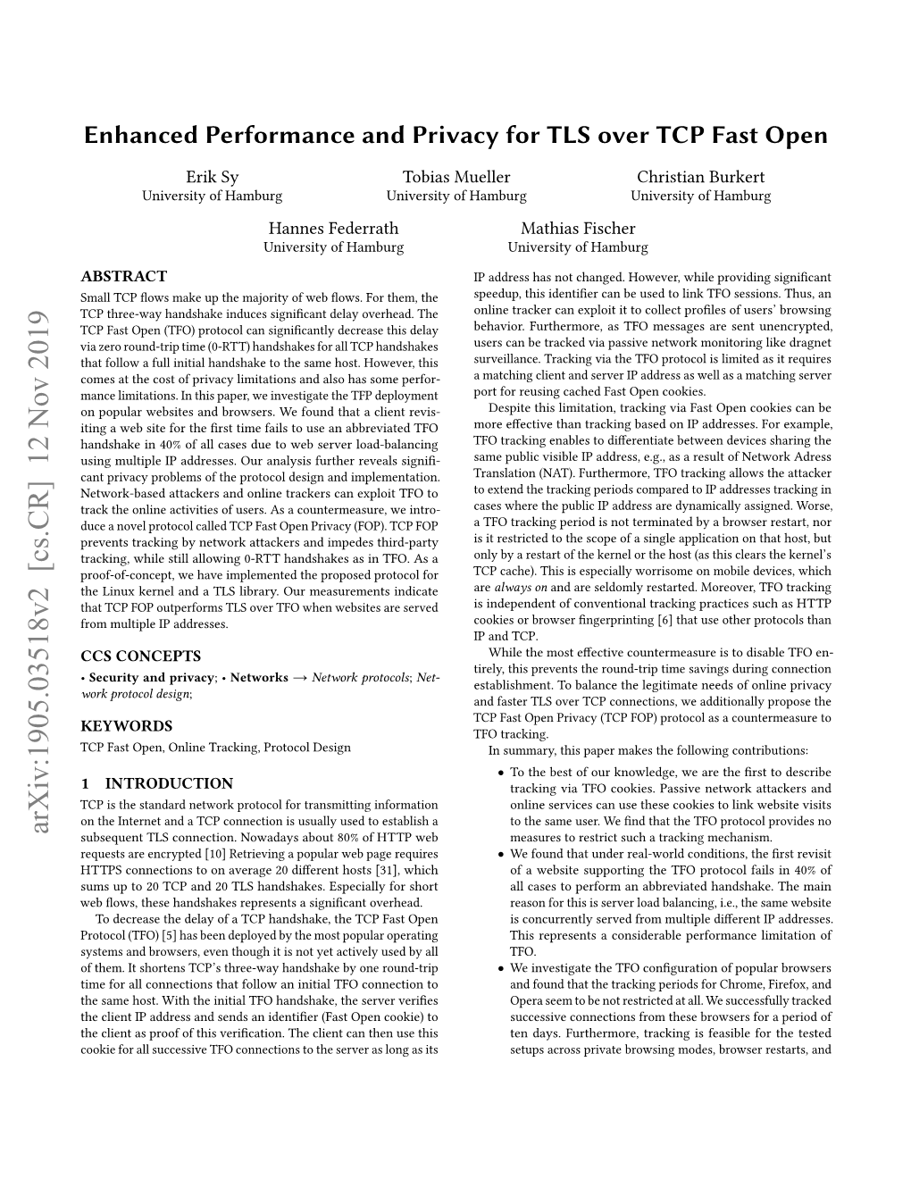 Enhanced Performance and Privacy for TLS Over TCP Fast Open