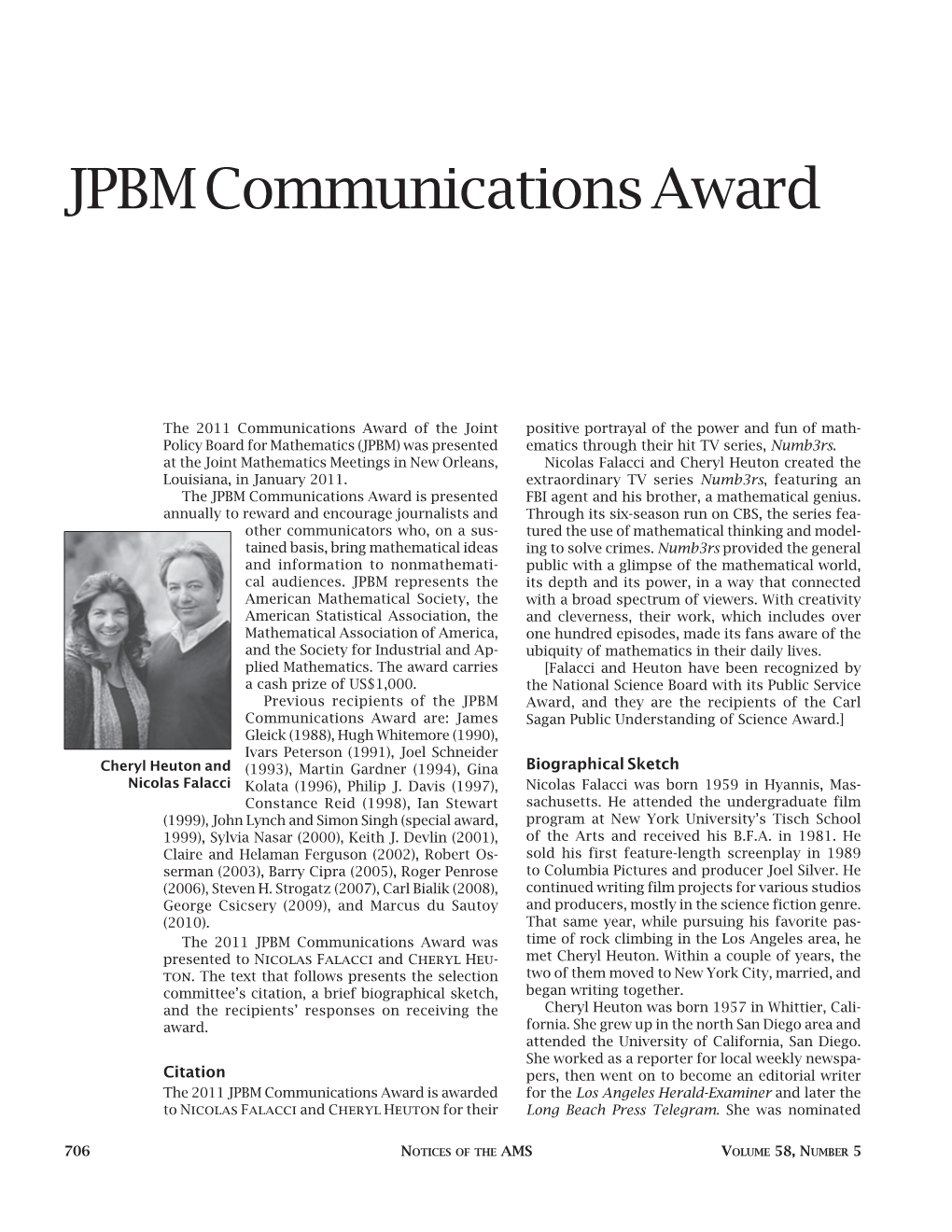 JPBM Communications Award