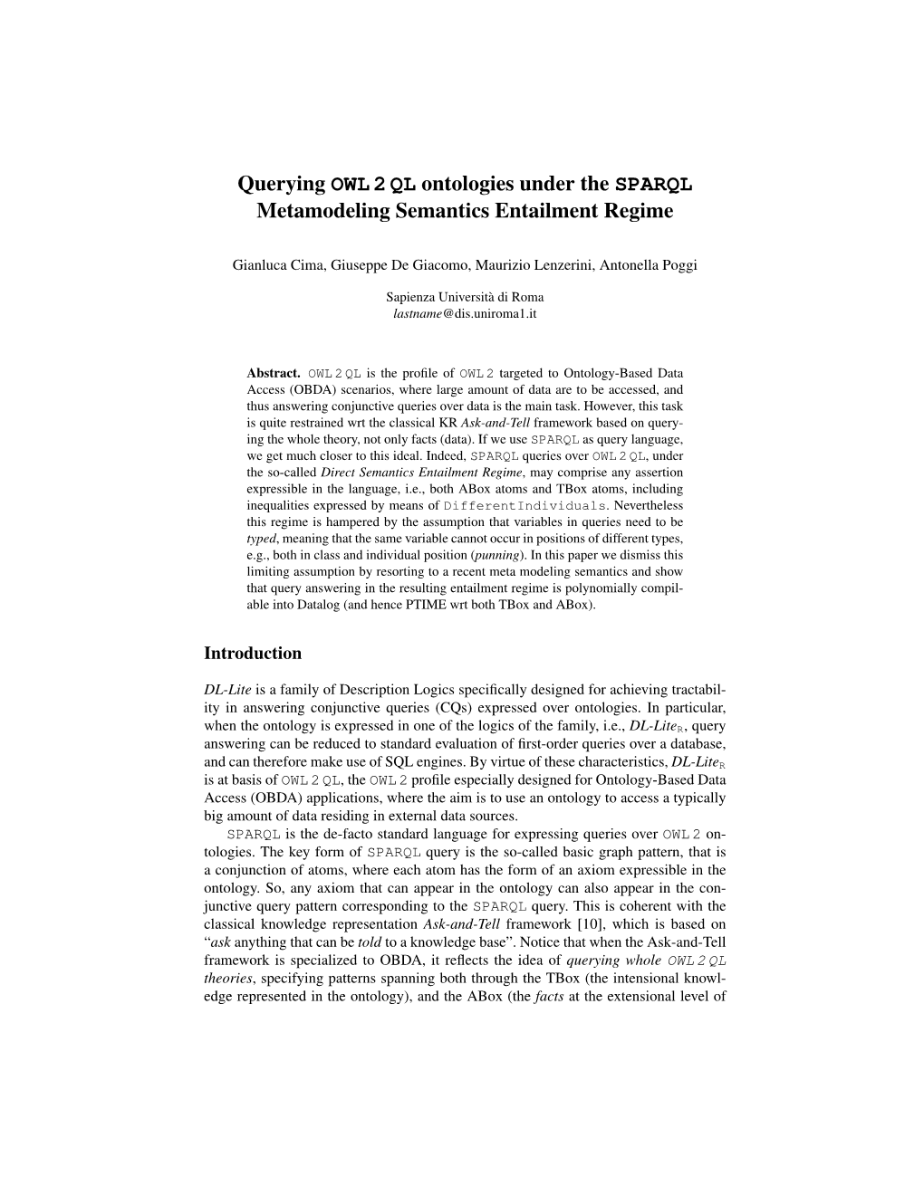 Querying OWL 2 QL Ontologies Under the SPARQL Metamodeling Semantics Entailment Regime