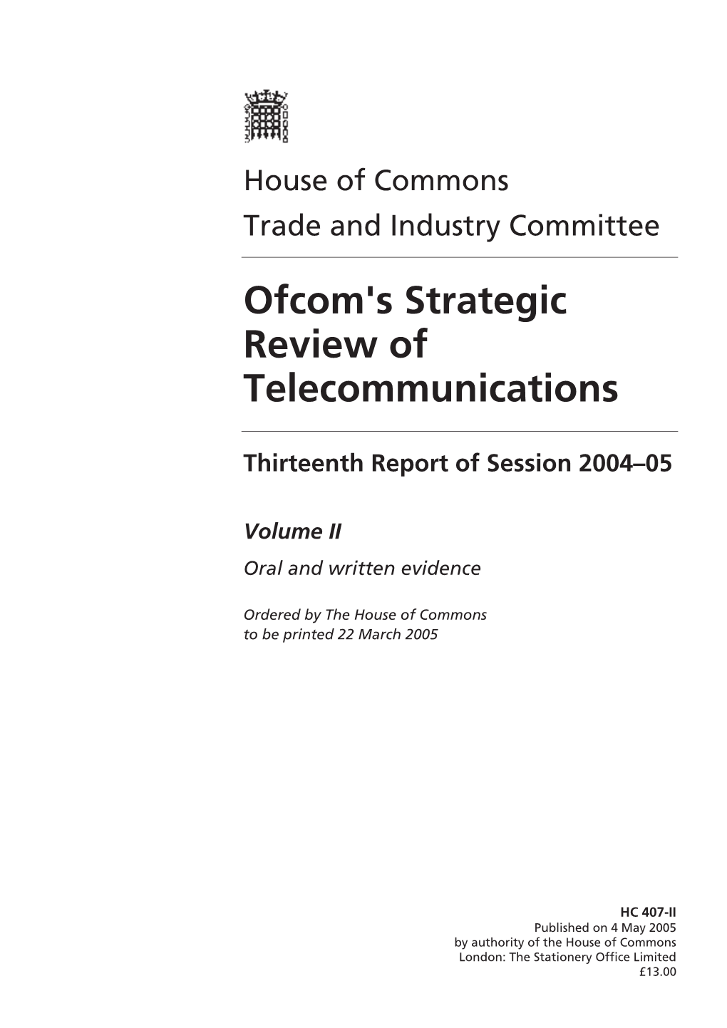Ofcom's Strategic Review of Telecommunications