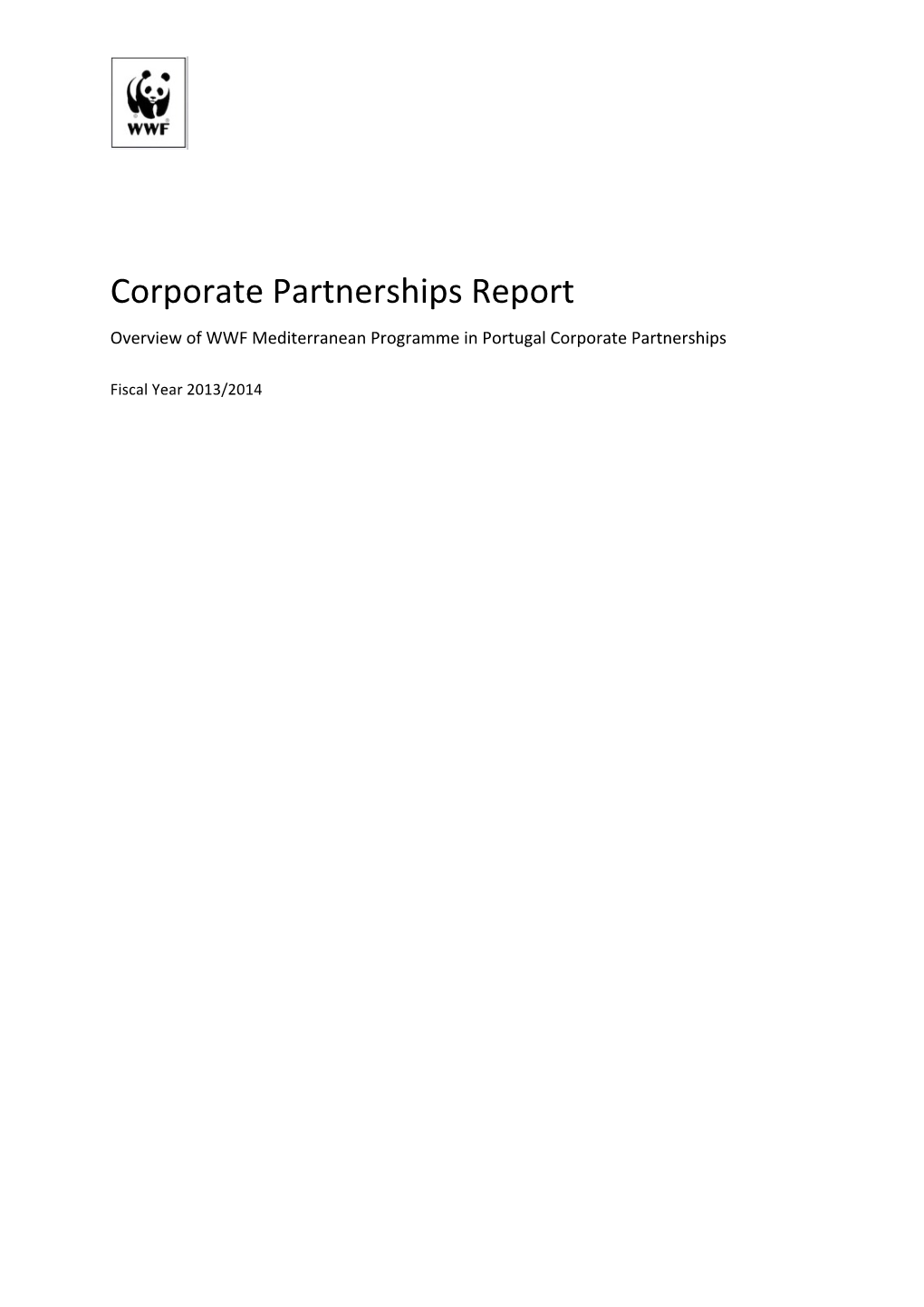Corporate Partnerships Report Overview of WWF Mediterranean Programme in Portugal Corporate Partnerships