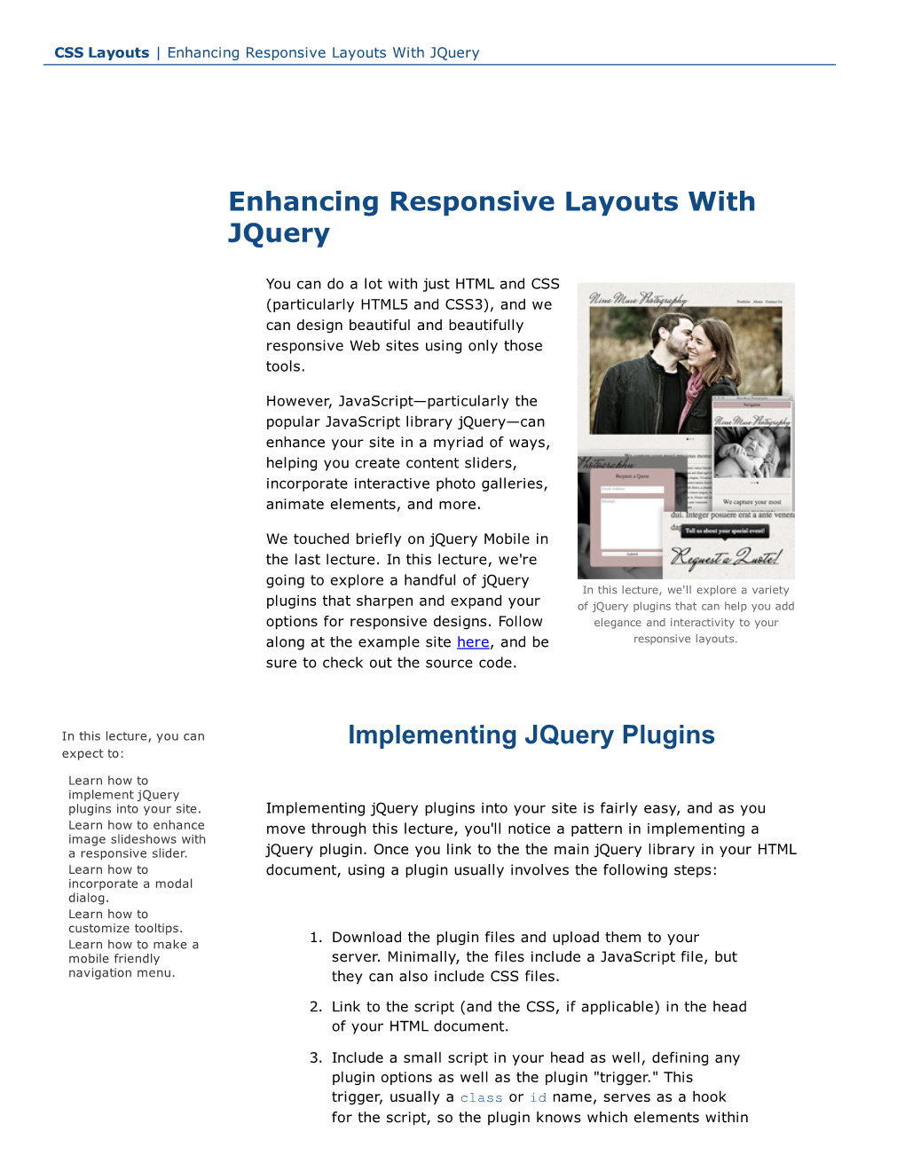 Enhancing Responsive Layouts with Jquery Implementing Jquery Plugins