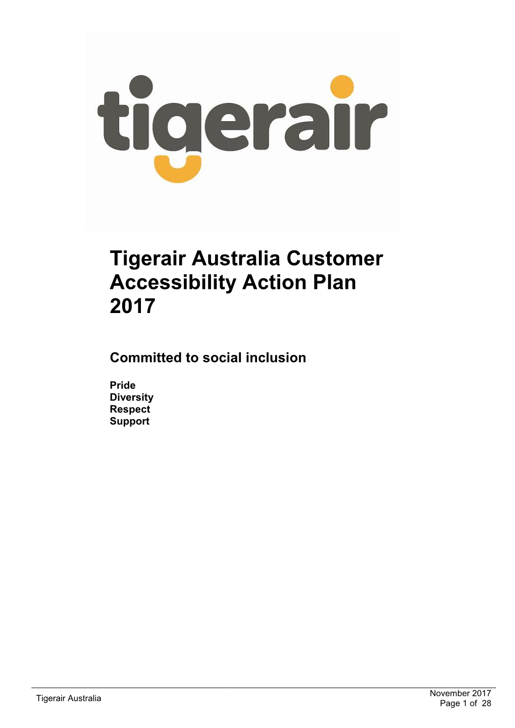 Tigerair Australia Customer Accessibility Action Plan 2017
