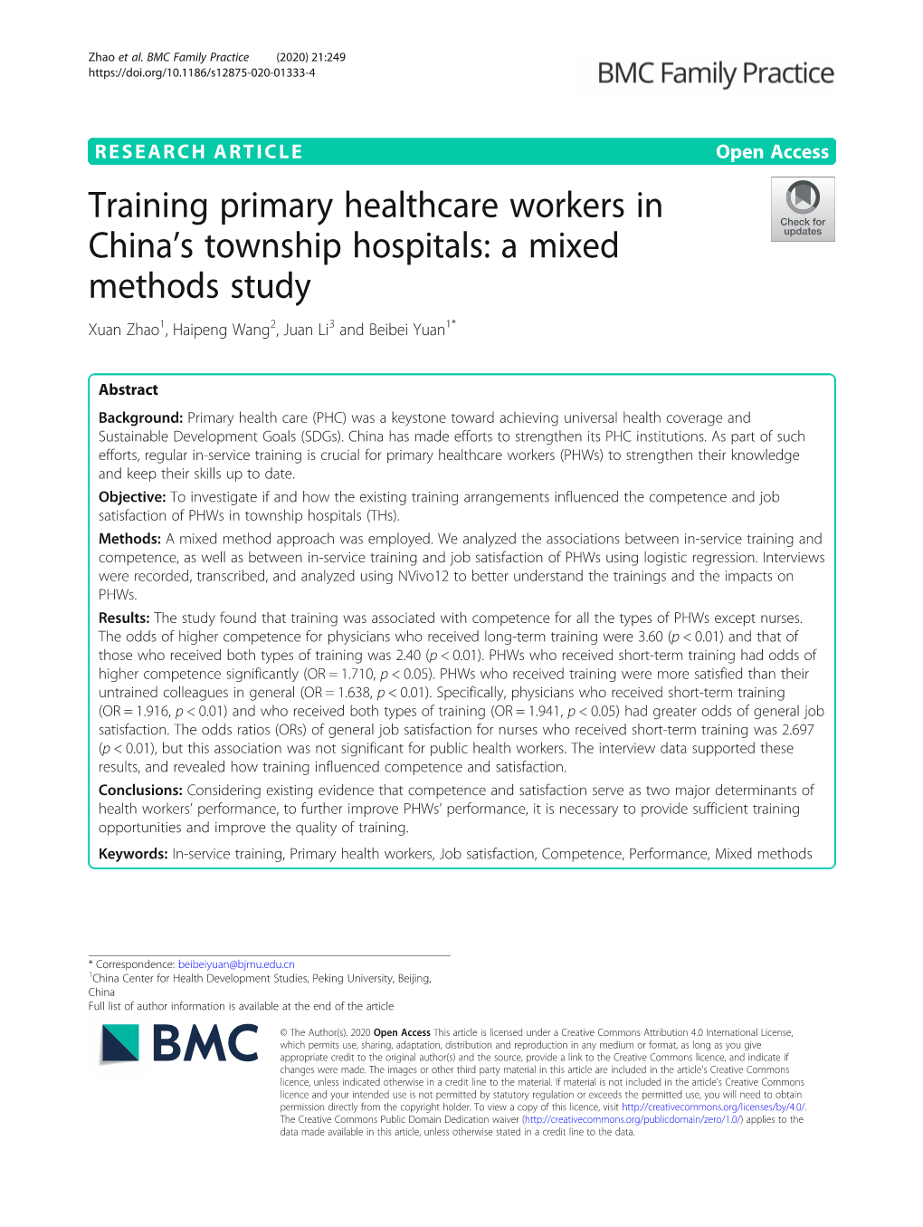 Training Primary Healthcare Workers in China's