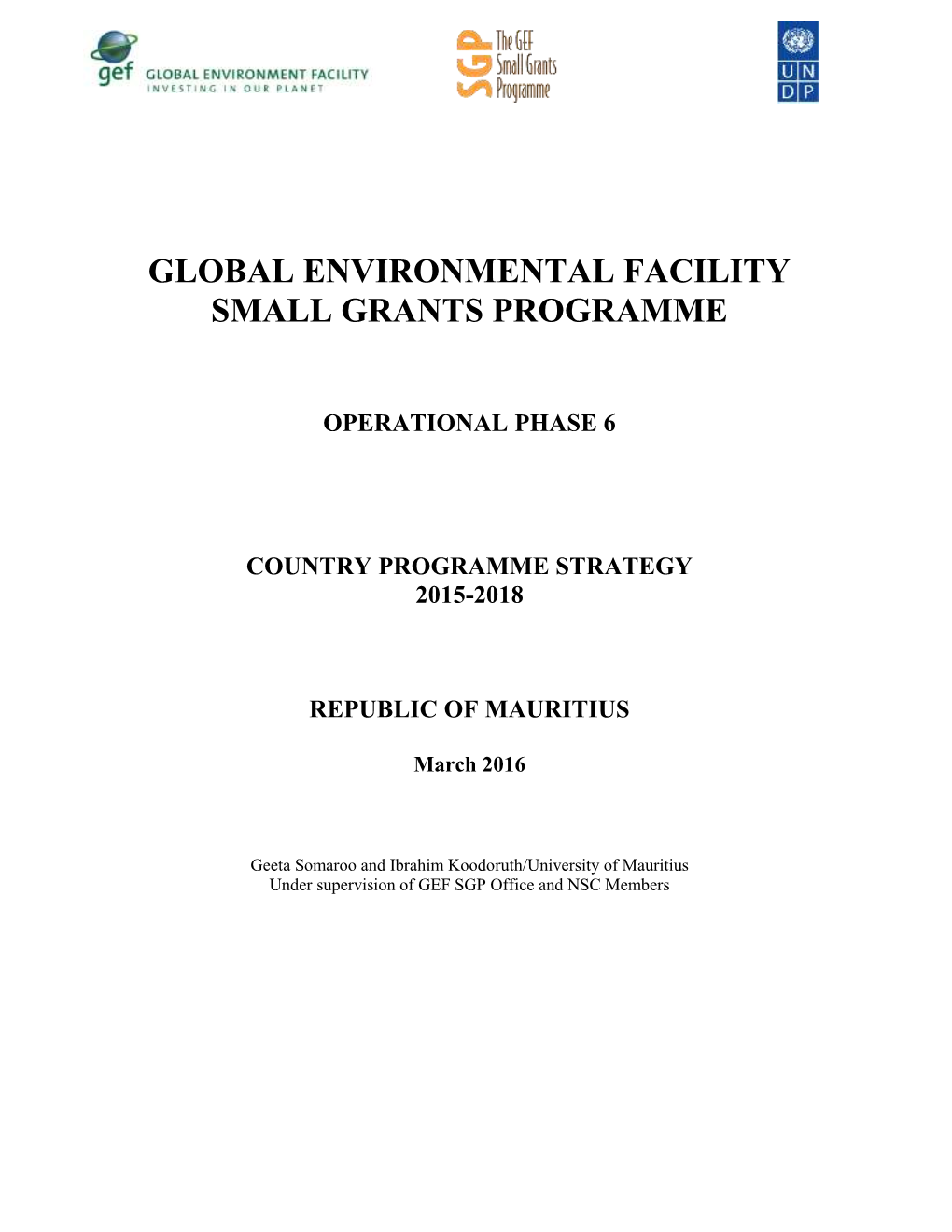OP6 SGP Mauritius Country Programme Strategy