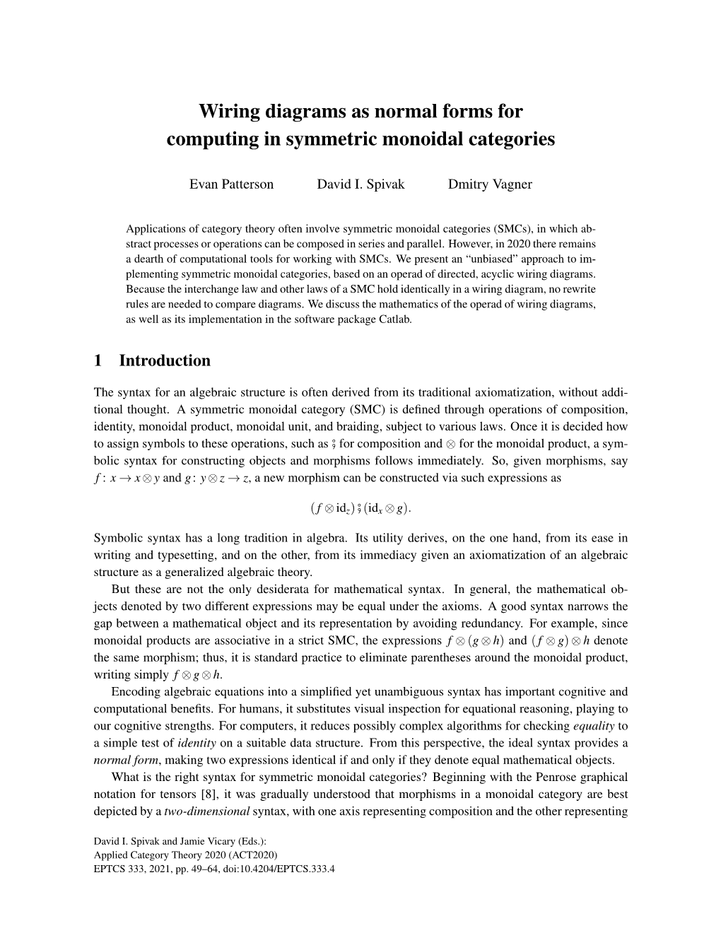 Wiring Diagrams As Normal Forms for Computing in Symmetric Monoidal Categories