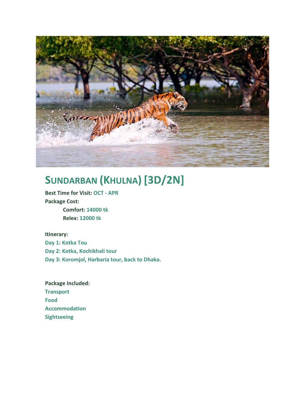 Sundarban (Khulna)[3D/2N]