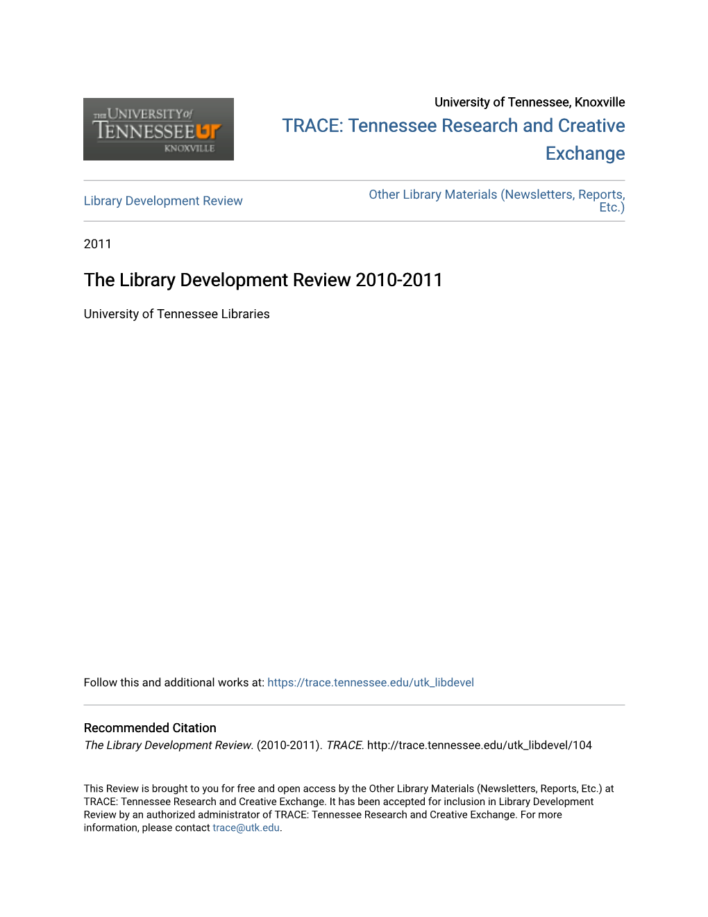 The Library Development Review 2010-2011