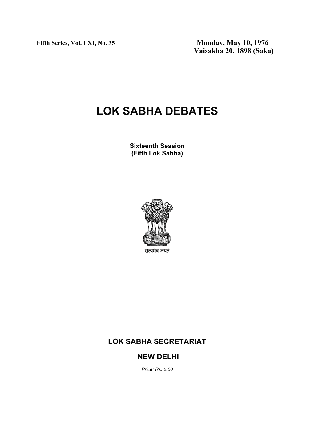 Lok Sabha Debates