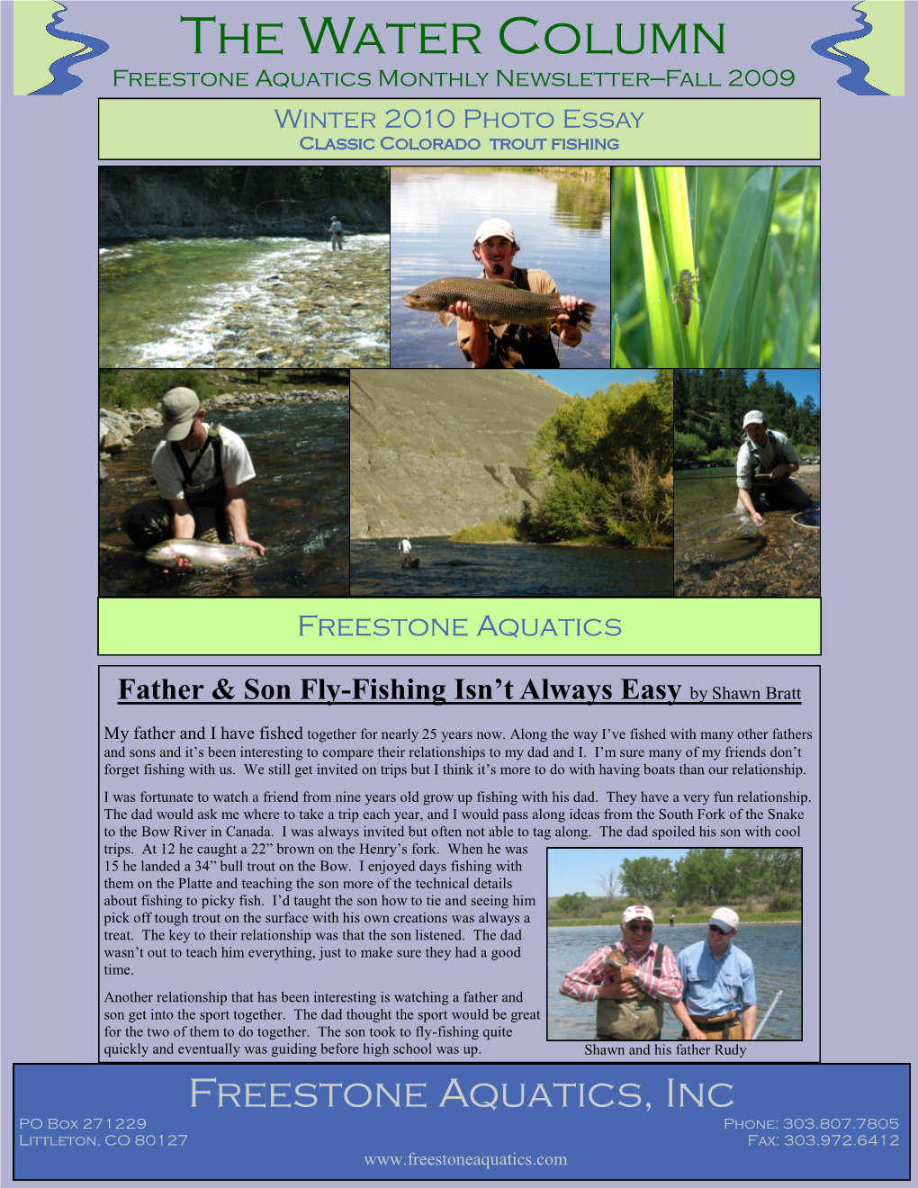 The Water Column Freestone Aquatics Monthly Newsletter—Fall 2009