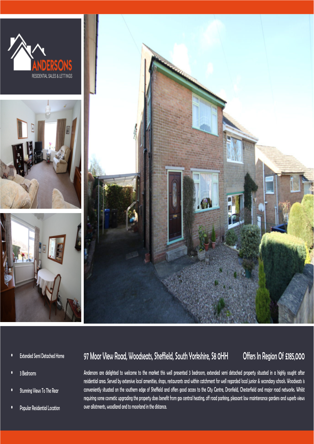 97 Moor View Road, Woodseats, Sheffield, South Yorkshire, S8 0HH Offers in Region of £185 ,000