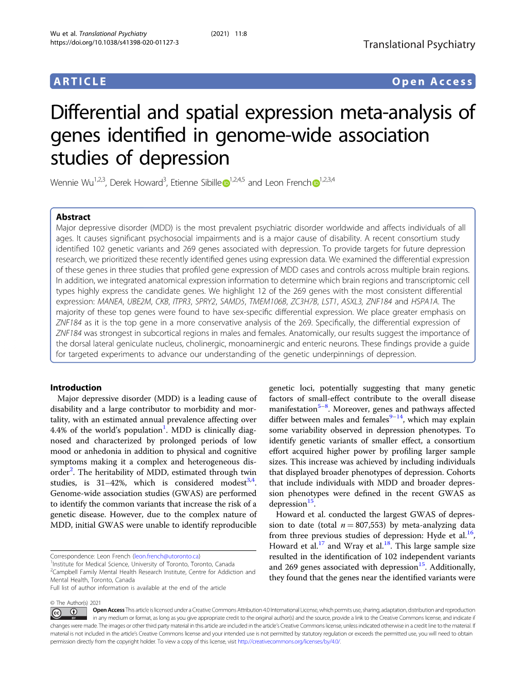 Differential and Spatial Expression Meta-Analysis of Genes