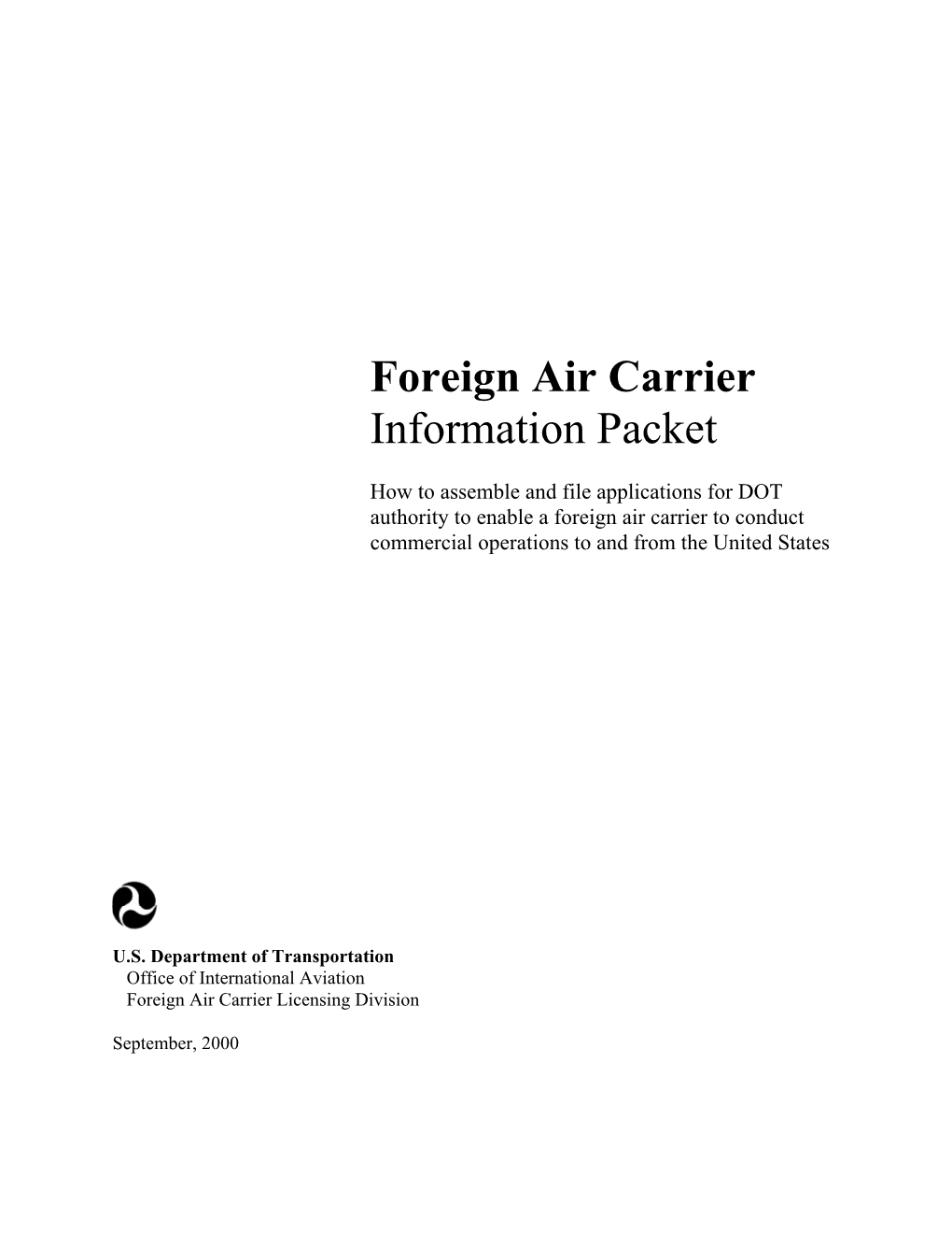 Foreign Air Carrier Information Packet