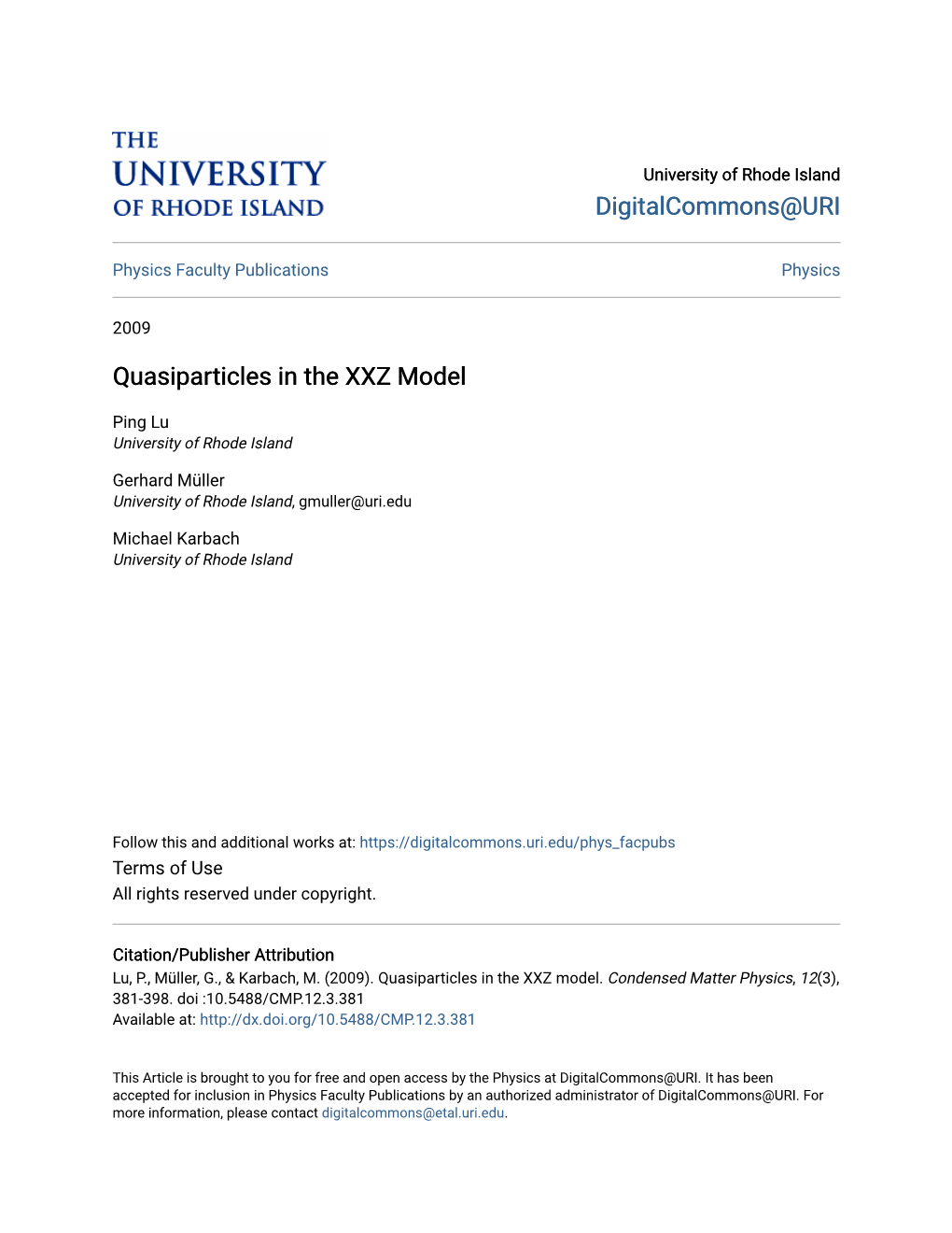 Quasiparticles in the XXZ Model