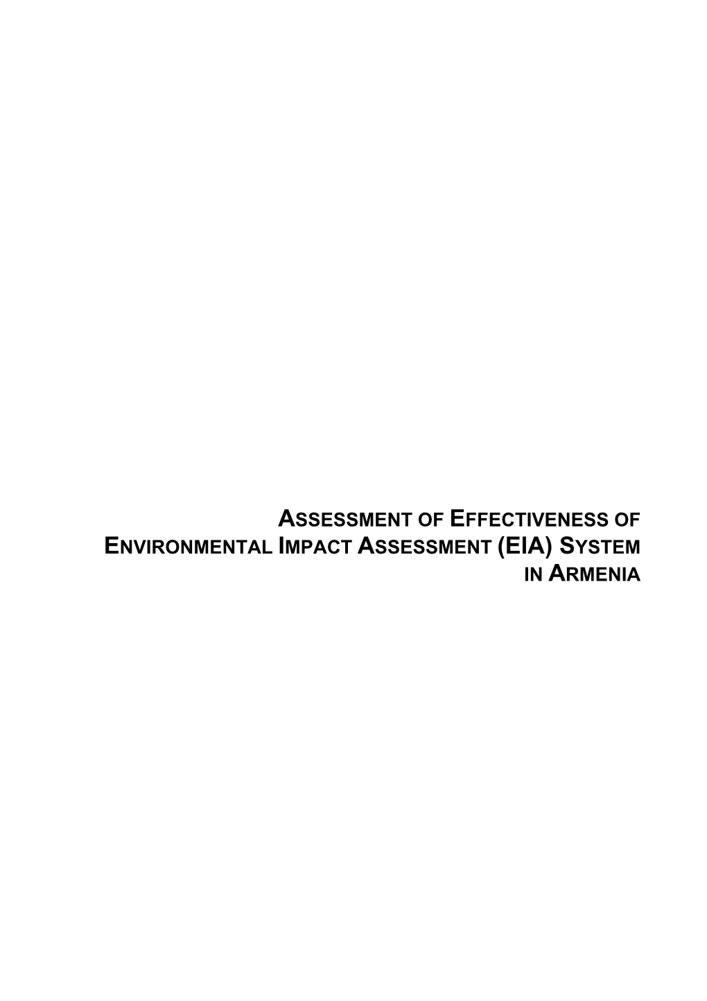Assessment of Effectiveness of Environmental Impact