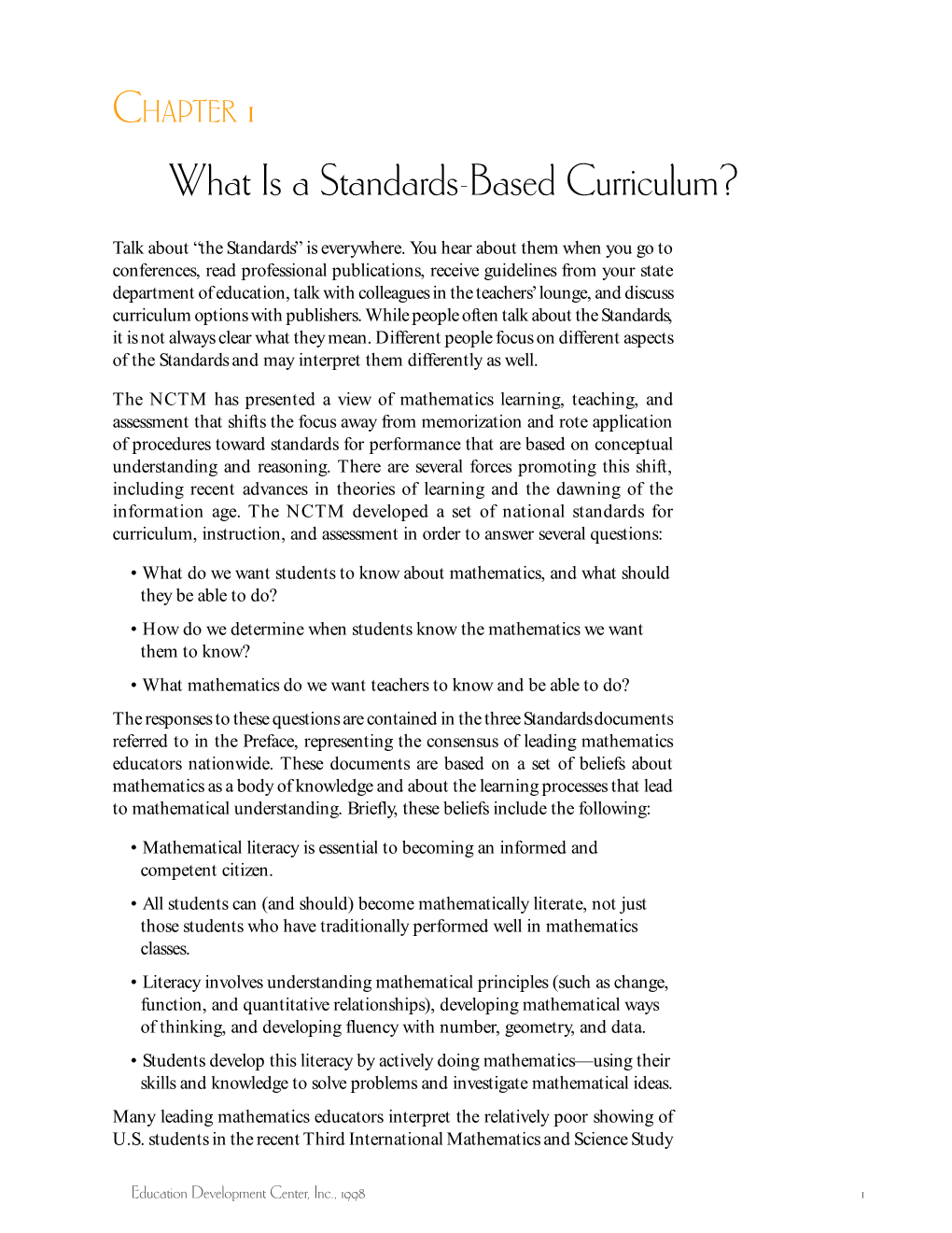 CHAPTER 1 What Is a Standards-Based Curriculum?