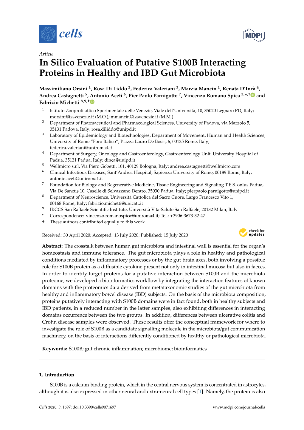 In Silico Evaluation of Putative S100B Interacting Proteins in Healthy and IBD Gut Microbiota