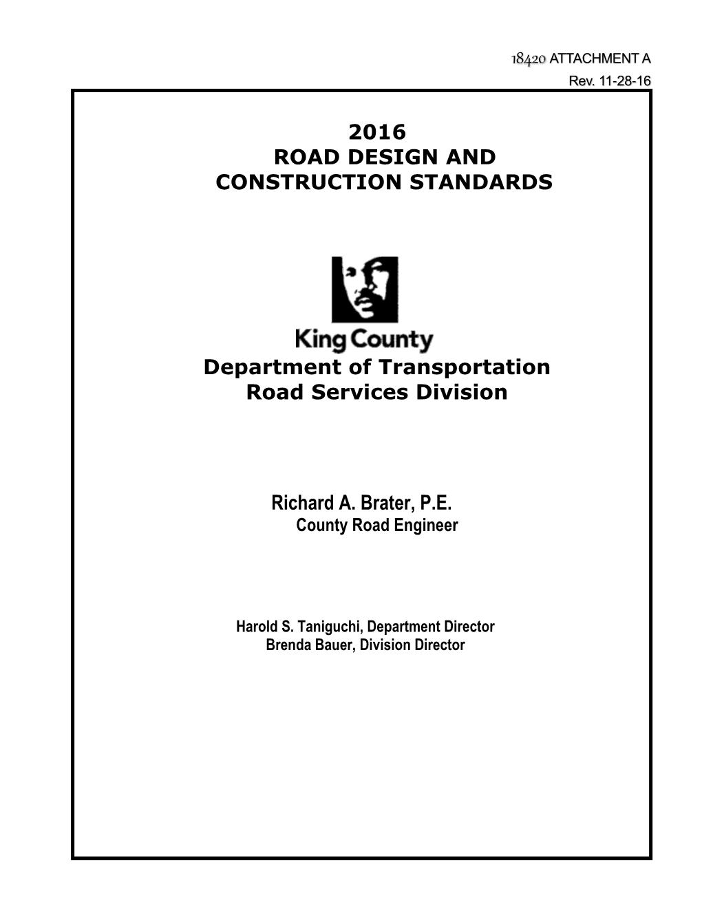 2016 Road Design and Construction Standards