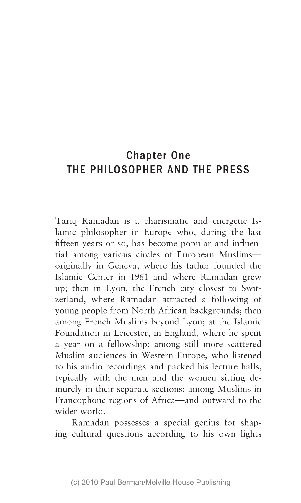 Chapter One the Philosopher and the Press