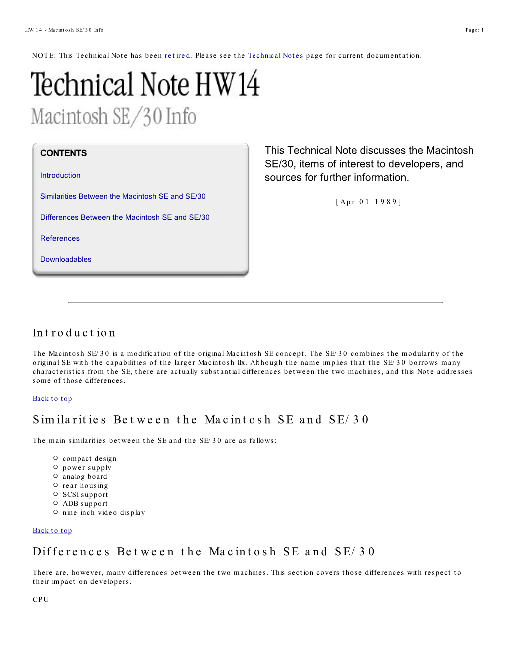 Introduction Similarities Between the Macintosh SE and SE/30